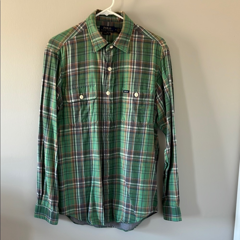 Polo by Ralph Lauren Multi colored Green Plaid Flannel Men's Shirt. Size M